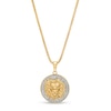Thumbnail Image 1 of Men's 1/4 CT. T.W. Diamond Frame Lion's Head Medallion Pendant in 10K Gold – 20"