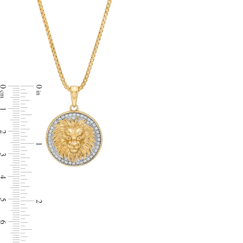 Main Image 3 of Men's 1/4 CT. T.W. Diamond Frame Lion's Head Medallion Pendant in 10K Gold – 20"