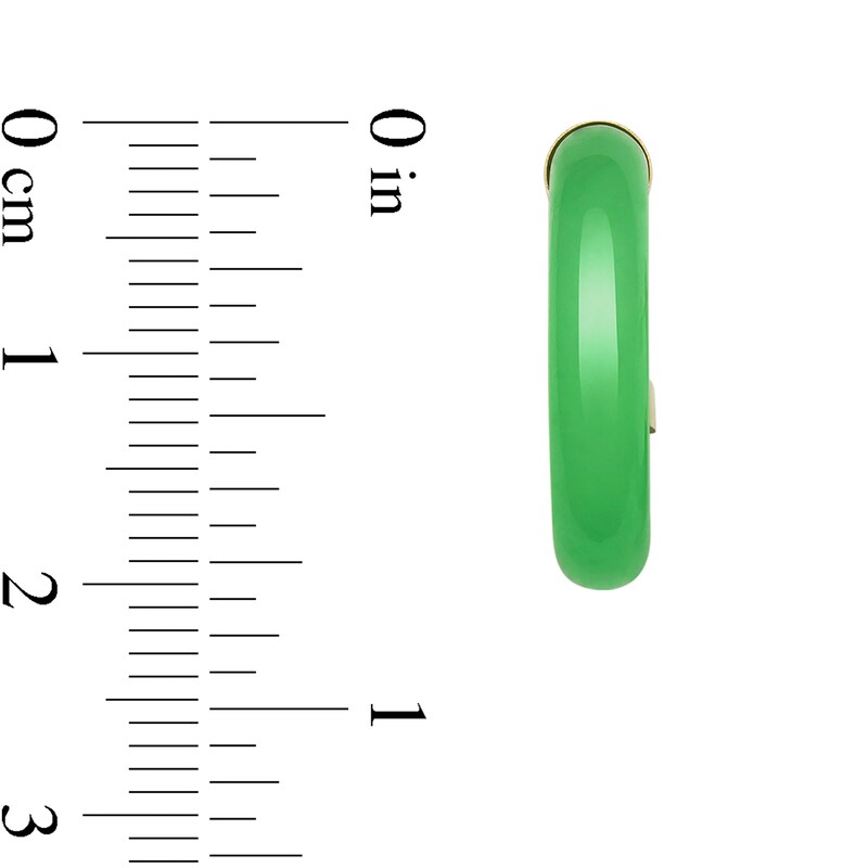 Main Image 2 of Dyed Jade Tube J-Hoop Earrings in 14K Gold