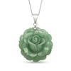 Thumbnail Image 1 of 29.0mm Carved Dyed Jade Rose Pendant in Sterling Silver