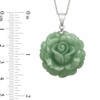Thumbnail Image 2 of 29.0mm Carved Dyed Jade Rose Pendant in Sterling Silver