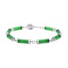 Thumbnail Image 1 of Dyed Jade Tube Link Bracelet in Sterling Silver – 7.5"