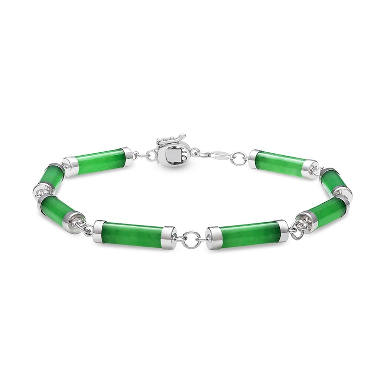 Main Image 1 of Dyed Jade Tube Link Bracelet in Sterling Silver – 7.5"