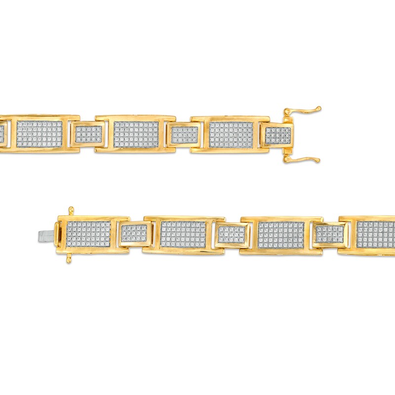 Main Image 3 of Men's 3 CT. T.W. Multi-Diamond Link Bracelet in 10K Gold – 8.5"