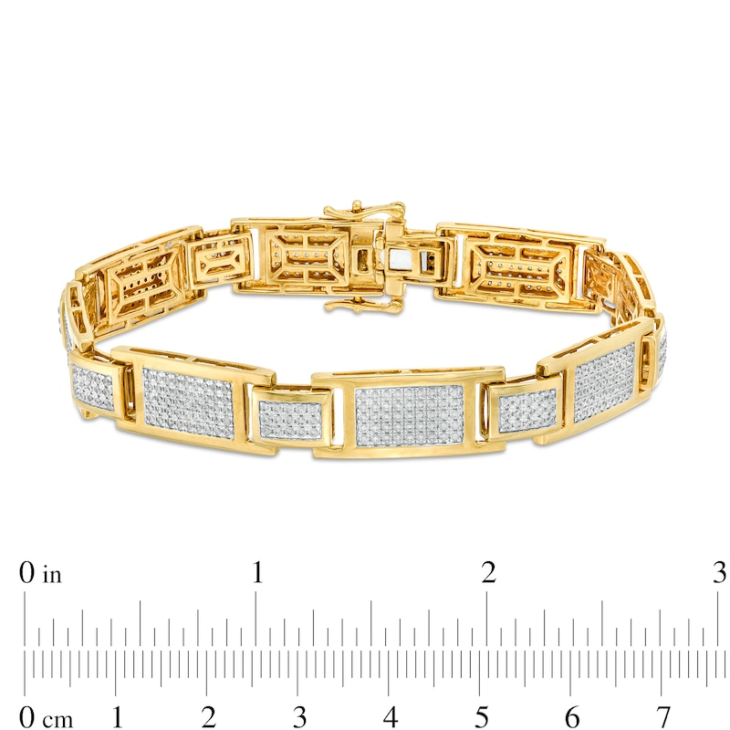 Main Image 4 of Men's 3 CT. T.W. Multi-Diamond Link Bracelet in 10K Gold – 8.5"
