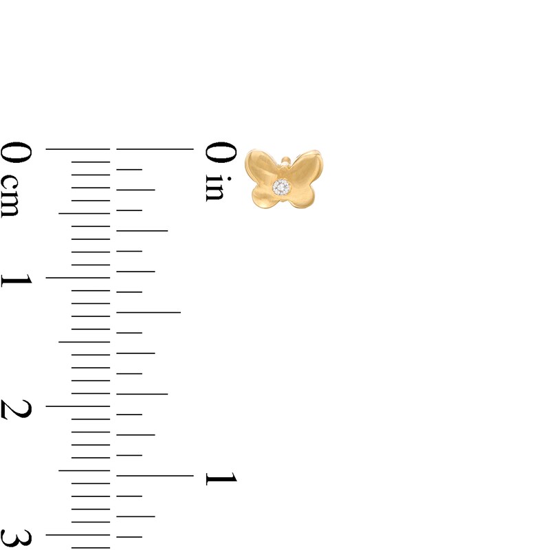 Main Image 2 of Child's Diamond Accent Solitaire Mini Butterfly Stud Earrings in 14K Gold
