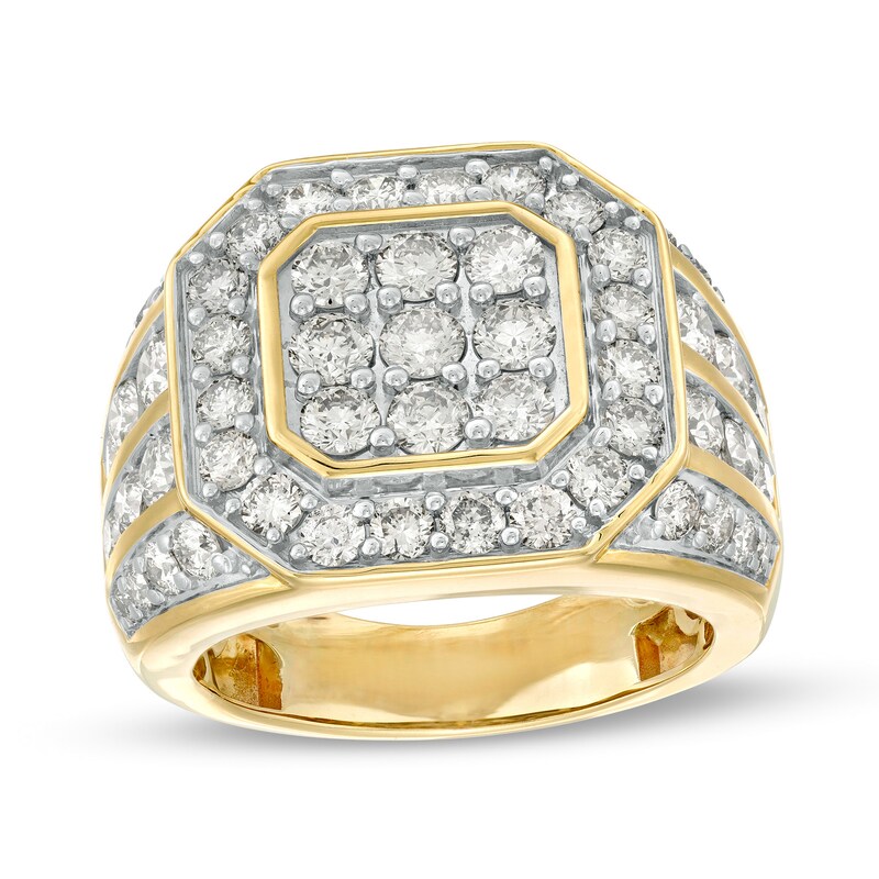 Men's 4 CT. T.W. Multi-Diamond Octagonal Frame Multi-Row Ring in 10K ...