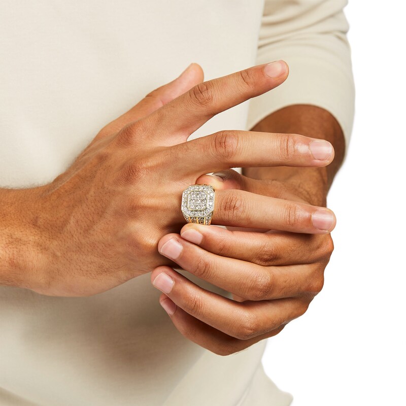 Men's 4 CT. T.W. Multi-Diamond Octagonal Frame Multi-Row Ring in 10K Gold