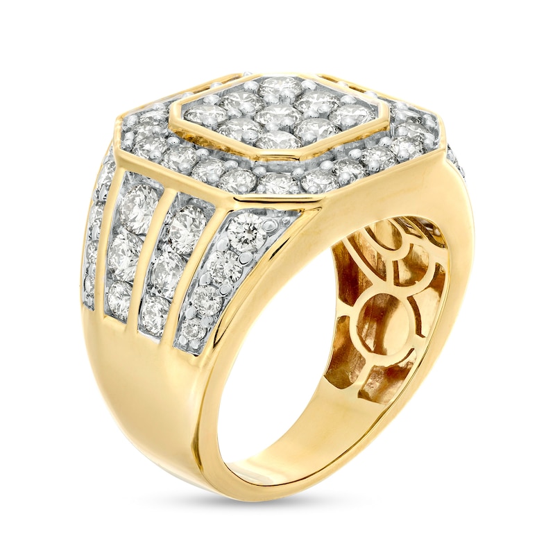 Men's 4 CT. T.W. Multi-Diamond Octagonal Frame Multi-Row Ring in 10K Gold