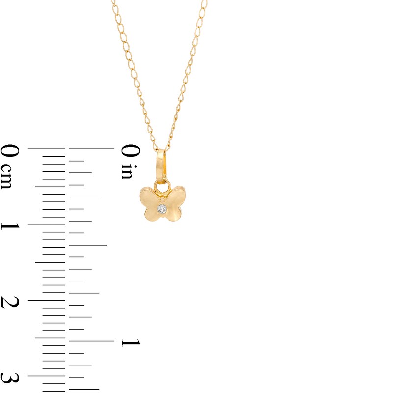 Main Image 2 of Child's Diamond Accent Solitaire Mini Butterfly Pendant in 14K Gold – 13"