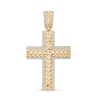 Thumbnail Image 1 of Men's 1/2 CT. T.W Diamond Cuban Link Cross Necklace Charm in 10K Gold