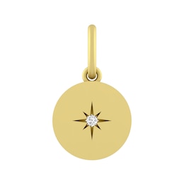White Lab-Created Sapphire North Star Disc Charm (Metal Color)