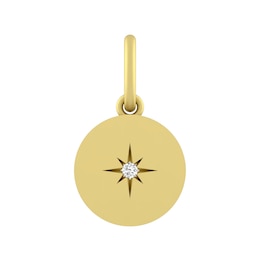 White Lab-Created Sapphire North Star Disc Charm (Metal Color)