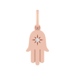 White Lab-Created Sapphire Hamsa Hand Charm (Metal Color)