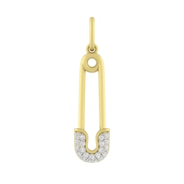 White Lab-Created Sapphire Safety Pin Charm (Metal Color)