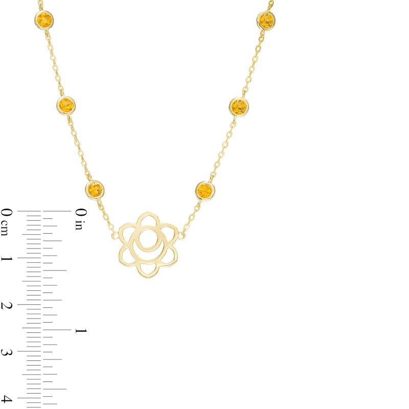 Main Image 3 of 3.0mm Madeira Citrine Six Stone Station and Sacral Chakra Symbol Necklace in Sterling Silver with 18K Gold Plate – 20"