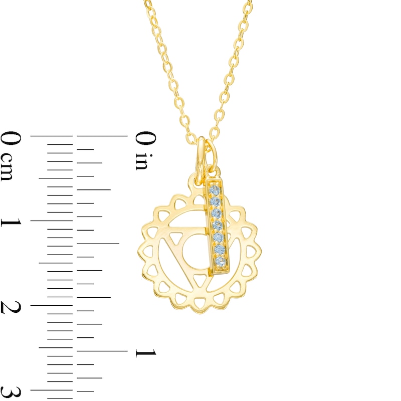 Main Image 3 of Swiss Blue Topaz Vertical Bar and Throat Chakra Symbol Dangle Charm Pendant in Sterling Silver with 18K Gold Plate – 20"