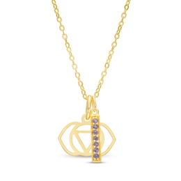 Iolite Vertical Bar and Third Eye Chakra Symbol Dangle Charm Pendant in Sterling Silver with 18K Gold Plate – 20"