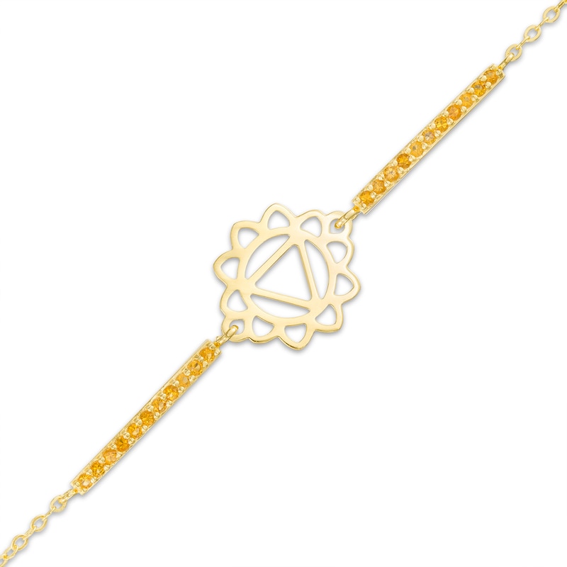 Main Image 1 of Citrine Solar Plexus Chakra Symbol Bracelet in Sterling Silver with 18K Gold Plate – 7.75"
