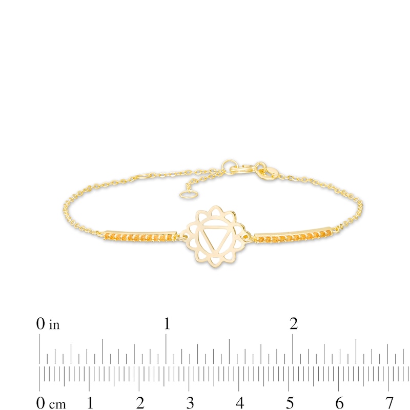 Main Image 4 of Citrine Solar Plexus Chakra Symbol Bracelet in Sterling Silver with 18K Gold Plate – 7.75"