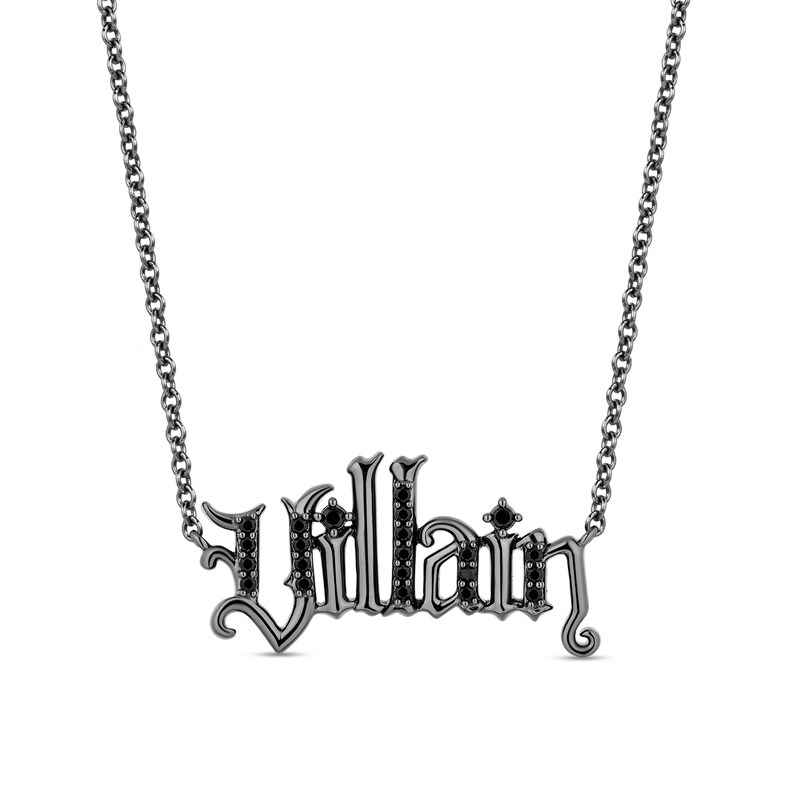Main Image 1 of Enchanted Disney 1/5 CT. T.W. Black Diamond Gothic-Style Necklace in Sterling Silver with Black Rhodium