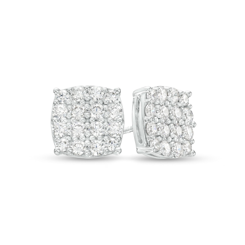 Men's 1 CT. T.W. Certified Cushion-Shaped Lab-Created Multi-Diamond Stud Earrings in 14K White Gold (F/SI2)