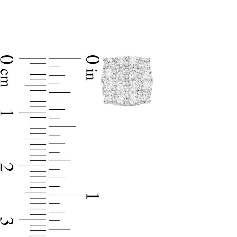 Main Image 3 of Men's 1 CT. T.W. Certified Cushion-Shaped Lab-Grown Multi-Diamond Stud Earrings in 14K White Gold (F/SI2)