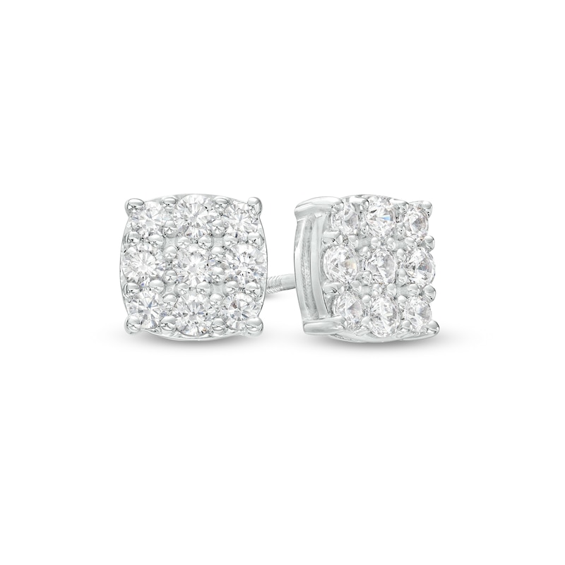 Men's 1/2 CT. T.W. Certified Cushion-Shaped Lab-Created Multi-Diamond Stud Earrings in 14K White Gold (F/SI2)