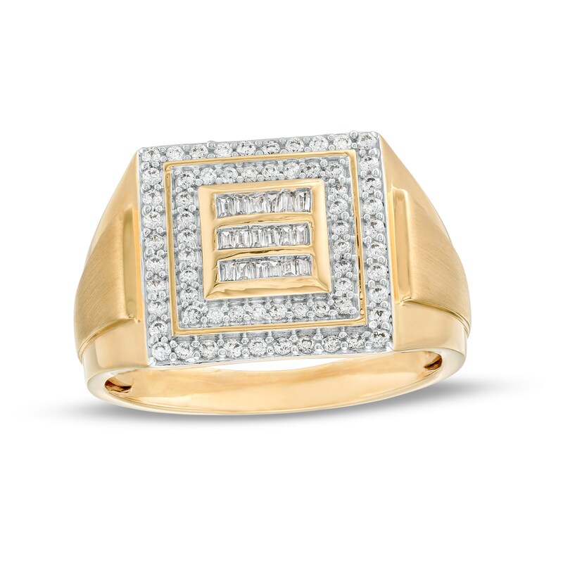 Main Image 1 of 1/2 CT. T.W. Square-Shaped Multi-Diamond Double Frame Ring in 10K Gold