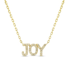 1/10 CT. T.W. Diamond "JOY" Necklace in 10K Gold - 16"