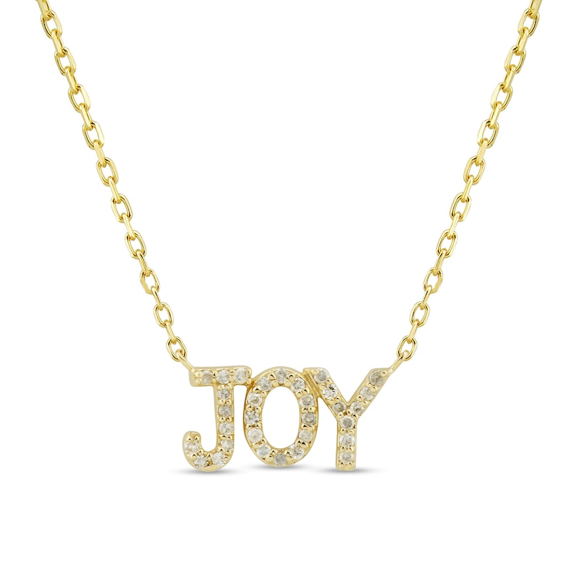 Main Image 1 of 1/10 CT. T.W. Diamond "JOY" Necklace in 10K Gold - 16"