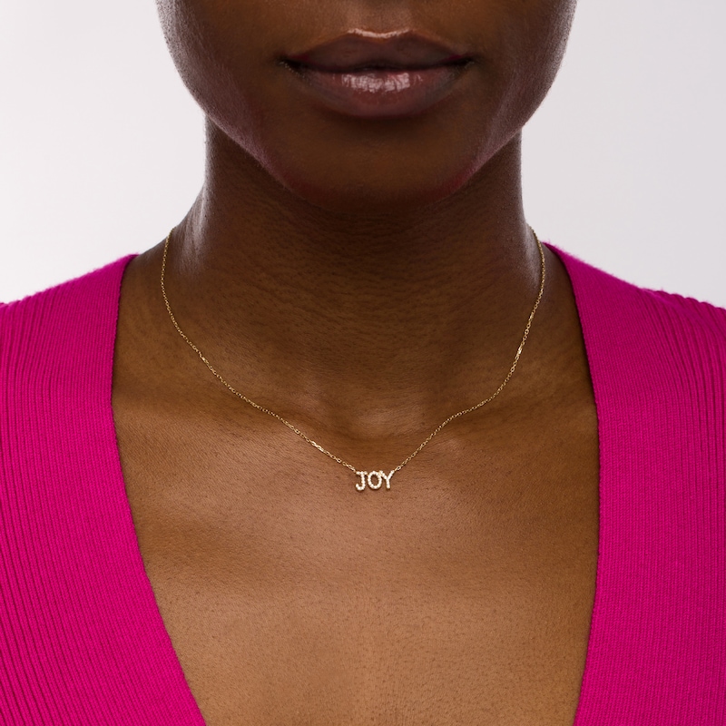 Main Image 2 of 1/10 CT. T.W. Diamond "JOY" Necklace in 10K Gold - 16"