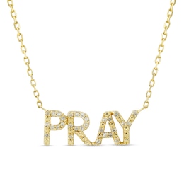 1/15 CT. T.W. Diamond "PRAY" Necklace in 10K Gold - 16"