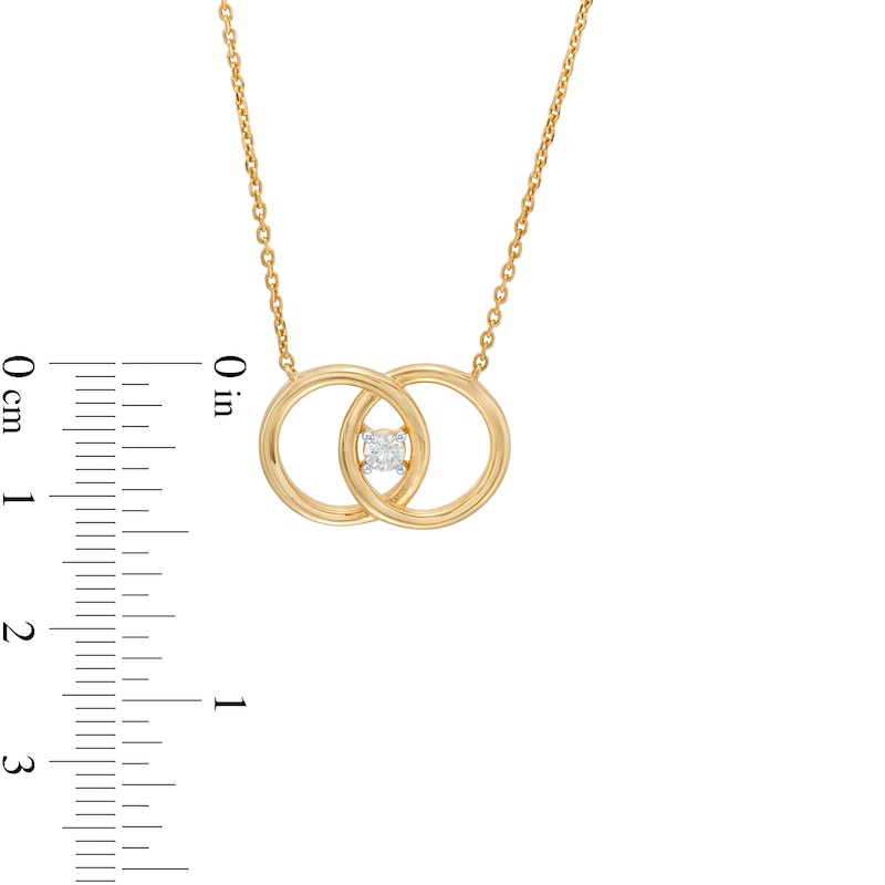 Main Image 4 of You Me Us 1/10 CT. Diamond Solitaire Intertwined Double Circle Necklace in 10K Gold – 19"