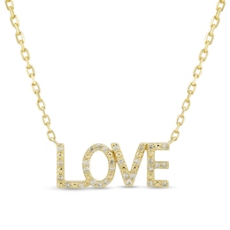 1/15 CT. T.W. Diamond "LOVE" Necklace in 10K Gold - 16"