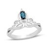 Thumbnail Image 1 of Enchanted Disney Cinderella Oval London Blue Topaz and 1/10 CT. T.W. Diamond Twist Shank Tiara Ring in Sterling Silver