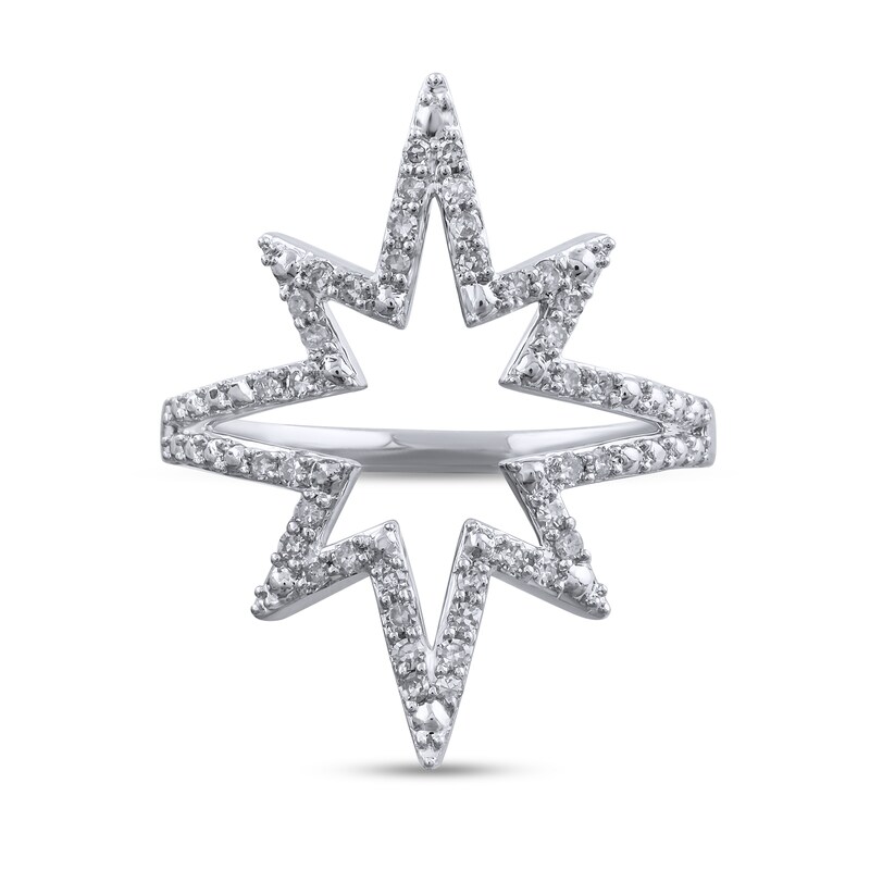 1/4 CT. T.W. Diamond Eight-Point Star Outline Ring in Sterling Silver ...