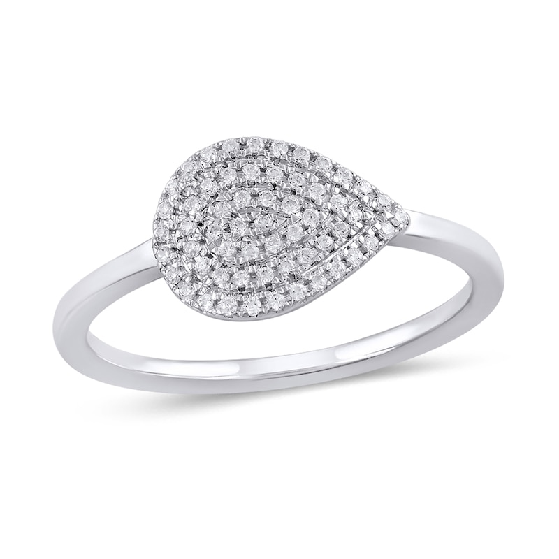 Main Image 1 of 1/6 CT. T.W. Pear-Shaped Multi-Diamond Sideways Teardrop Ring in 10K White Gold