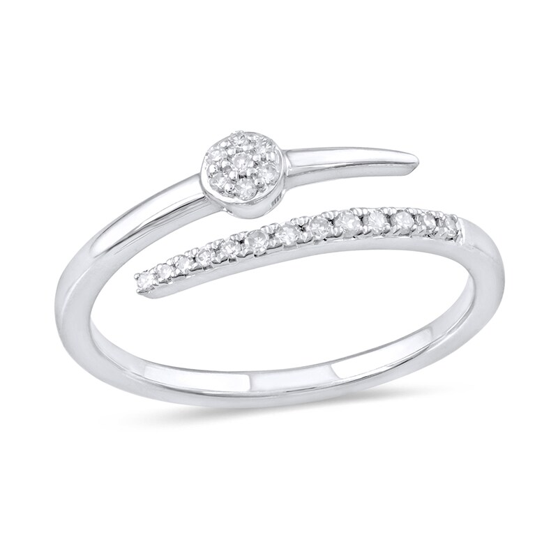 Main Image 1 of 1/10 CT. T.W. Diamond Bypass Wrap Ring in Sterling Silver