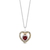 Thumbnail Image 0 of Enchanted Disney Snow White Garnet and 1/15 CT. T.W. Diamond Double Heart Pendant in Sterling Silver and 10K Gold - 19"