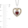 Thumbnail Image 2 of Enchanted Disney Snow White Garnet and 1/15 CT. T.W. Diamond Double Heart Pendant in Sterling Silver and 10K Gold - 19"