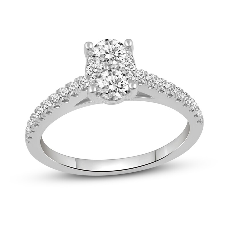 Main Image 1 of 3/4 CT. T.W. Oval-Shaped Multi-Diamond Engagement Ring in 14K White Gold