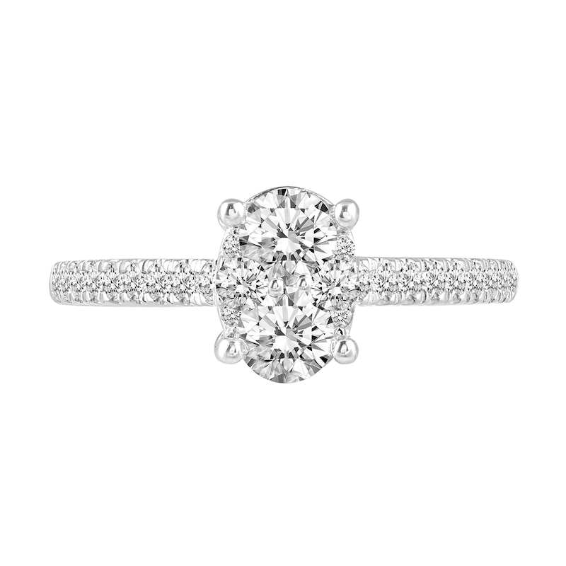 Main Image 4 of 3/4 CT. T.W. Oval-Shaped Multi-Diamond Engagement Ring in 14K White Gold