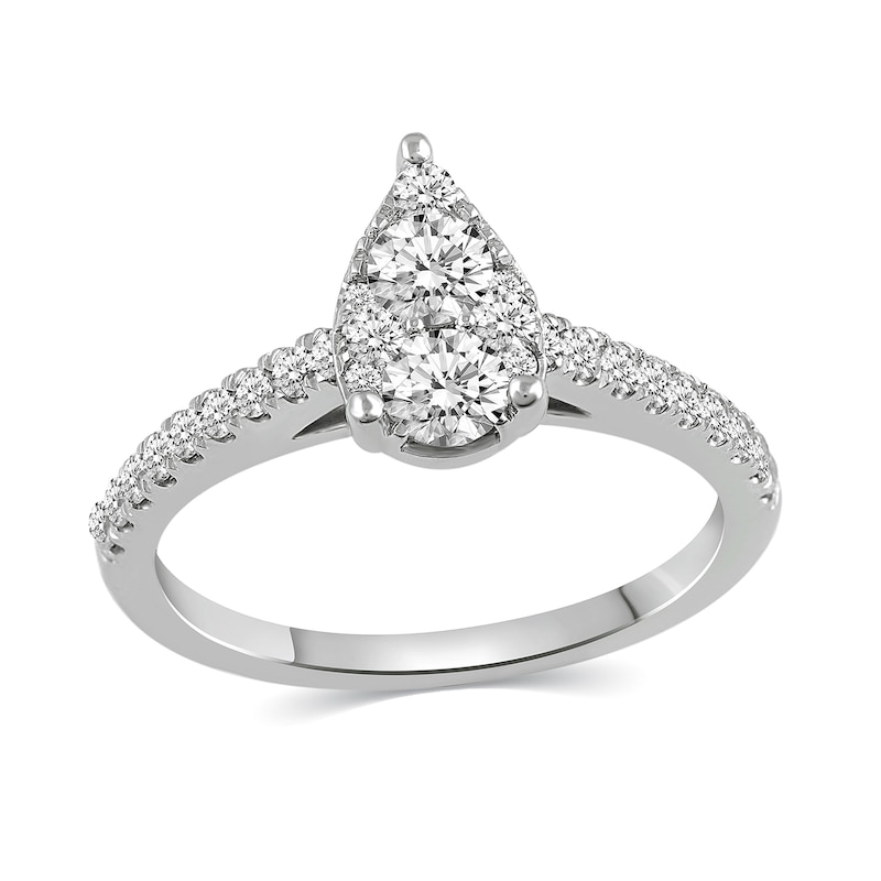Main Image 1 of 3/4 CT. T.W. Pear-Shaped Multi-Diamond Engagement Ring in 14K White Gold