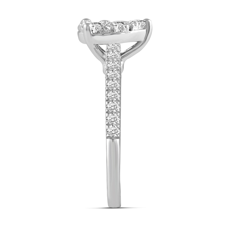 Main Image 3 of 3/4 CT. T.W. Pear-Shaped Multi-Diamond Engagement Ring in 14K White Gold