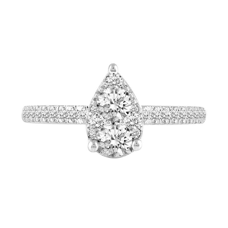 Main Image 4 of 3/4 CT. T.W. Pear-Shaped Multi-Diamond Engagement Ring in 14K White Gold