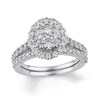 Thumbnail Image 1 of 2 CT. T.W. Oval-Shaped Multi-Diamond Frame Bridal Set in 14K White Gold