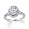 Thumbnail Image 4 of 2 CT. T.W. Oval-Shaped Multi-Diamond Frame Bridal Set in 14K White Gold