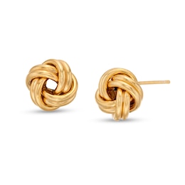 Double Row Love Knot Stud Earrings in 14K Gold