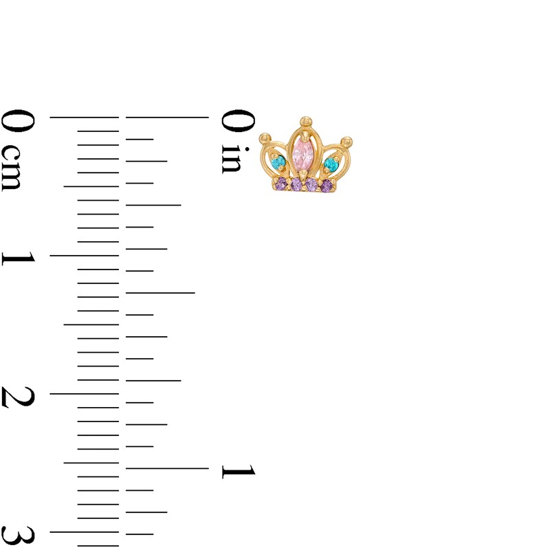 Main Image 2 of Child's Marquise and Round Multi-Color Cubic Zirconia Tiara Stud Earrings in 14K Gold